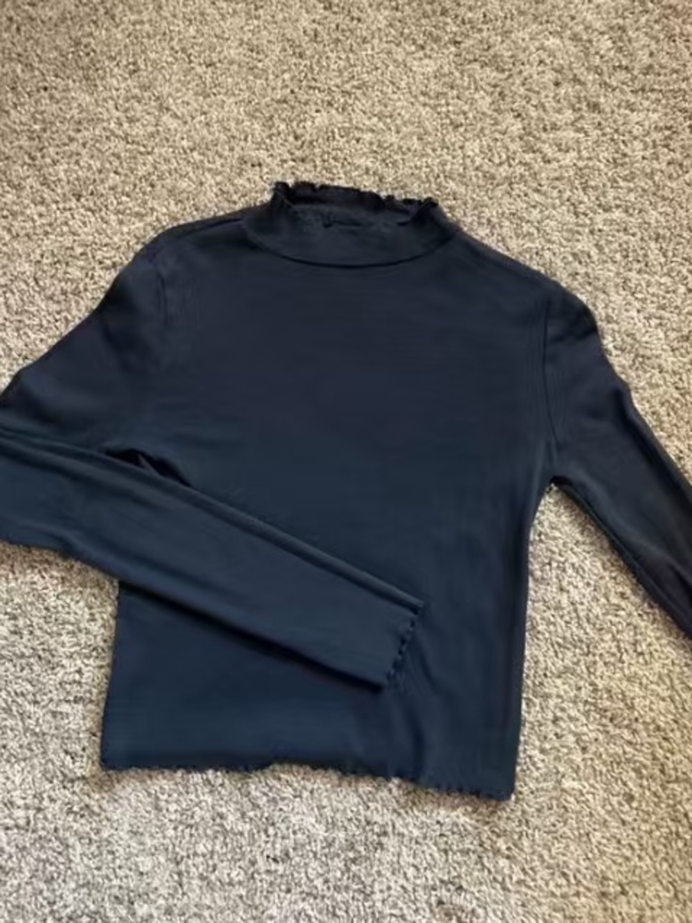 Kids Black Long Sleeve Mock Neck Top
